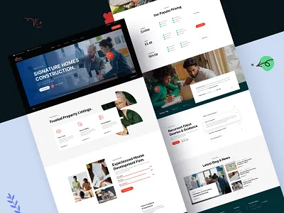 Developer House Design Website Landing Page agency animation apartment branding clean creative design graphic design house developer illustration landing page logo minimal motion graphics properties real estate website rent residence ui website