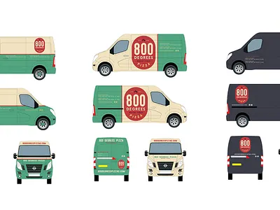 800 Degrees Pizza Rebrand & Vehicle Wrap - Digital Wolf Agency advertising agency branding clean design flat graphic design illustration indiana logo marketing minimal pizza van vector vehicle vehicle wrap