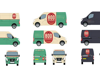 800 Degrees Pizza Rebrand & Vehicle Wrap - Digital Wolf Agency advertising agency branding clean design flat graphic design illustration indiana logo marketing minimal pizza van vector vehicle vehicle wrap