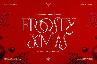 Frosty Xmas - A Holiday-Themed Serif christmas font classic font elegant font festive font gingerbread men hand drawn doodles holiday font snowflakes star elements swashes swirls timeless font versatile font whimsical font