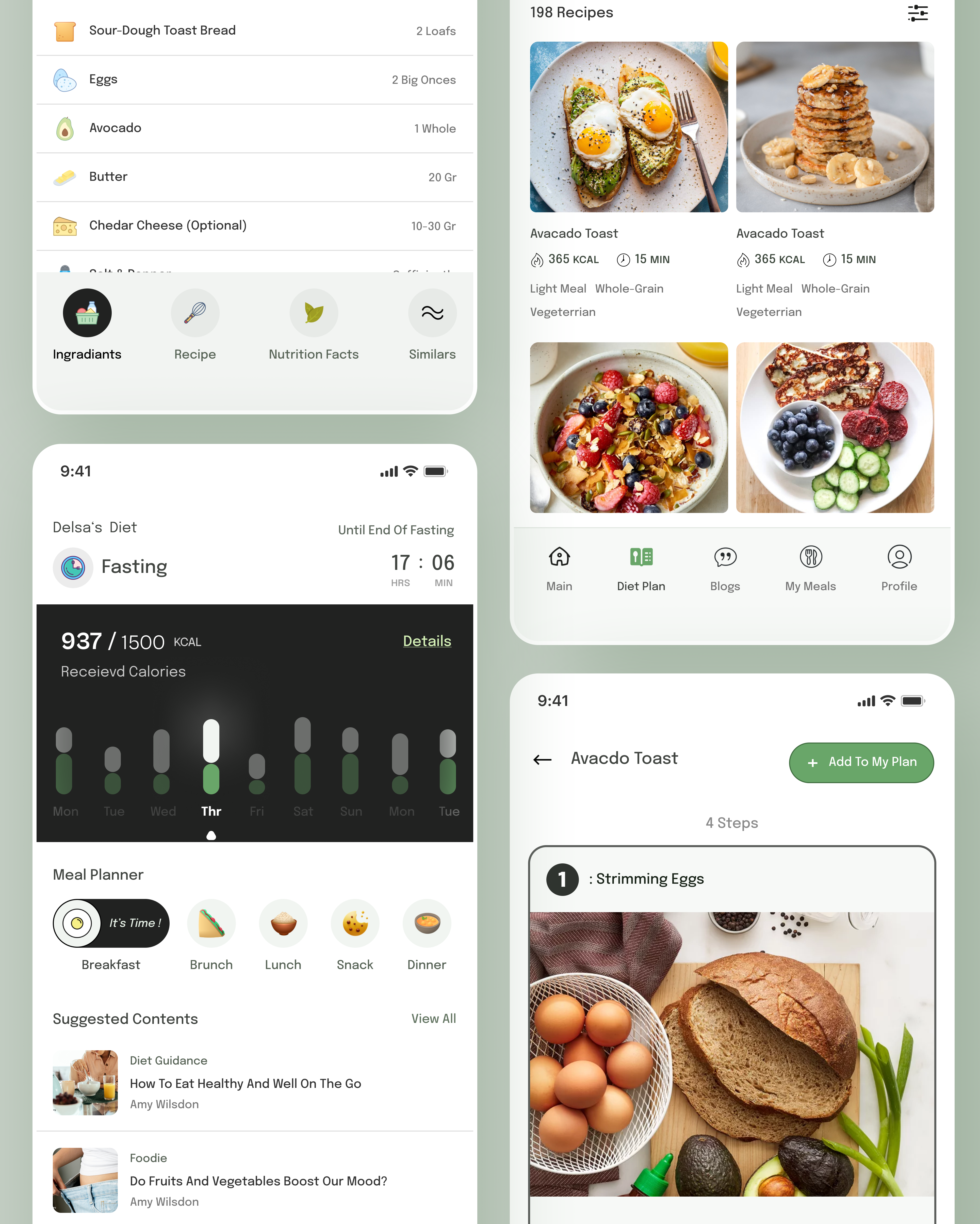 Diet & Health Planning Mobile Application UI Design 🥗 app application design diet figma food health mobile mobileapp nutrition productdesign responsive ui uidesign uiux userexperience userinterface ux uxdesign webdesign