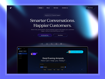 Smart & Modern Website Design for AI Customer Support Platform. app design app web design dribbble shots graphic design landing page product design saas saas design saas web ui ux web design web design saas website design