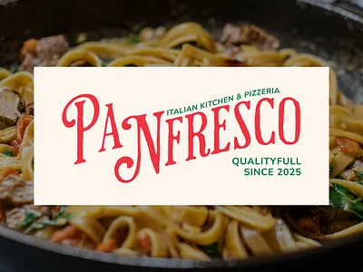 Panfresco Italian Restaurant Logo Design brand identity branding food branding handcrafted logo italian italian logo italian restaurant italy inspired logo logo logo design logotype modern restaurant brand identity modern vintage logo pizza logo pizzeria logo restaurant logo retro logo vintage typography