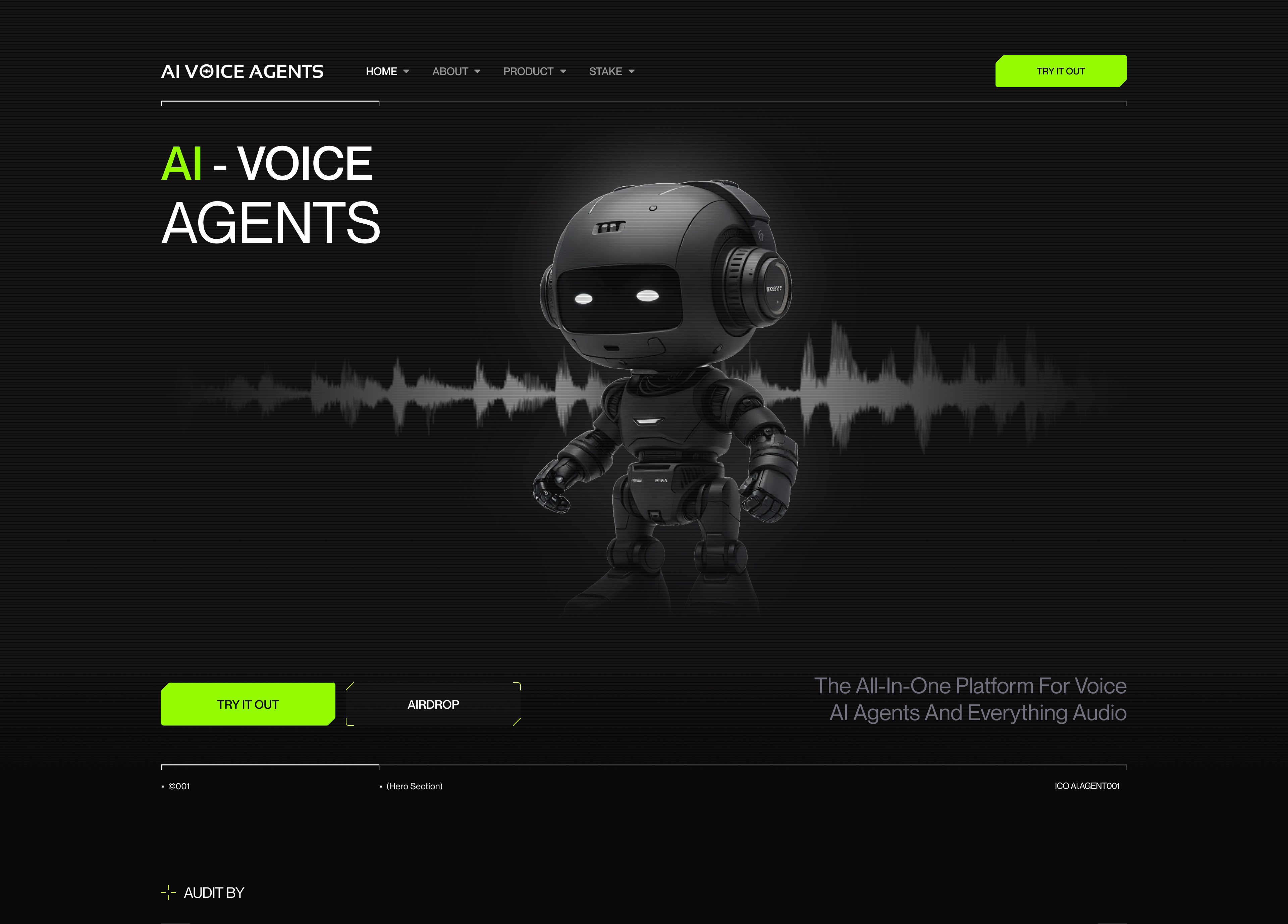 AI Voice Agent – Landing Page Design ai ai agent ai chatbot ai voice ai voice agent ai website chatbot landing landing page voice web design web3 website