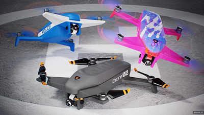 Drone quadrocopter 3d aircraft animation aviation blender3d camera design drone explorer flying gameready lowpoly modeling police quadrocopter scout toy uav