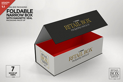 Foldable Box Magnetic Seal Mockup box branding cardboard display gift folded foil gold graphic design luxury magnet fancy magnetic motion graphics packaging retail rigid silver