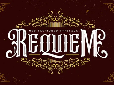 Requiem Display Font blackletter calligraphy decorative display font elegant grunge gothic headline label logotype opentype ornamental poster retro requiem display font slab serif storefont victorian