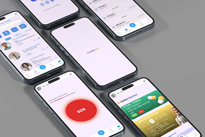 CAREON (Elderly Health Monitoring App) app design research ui