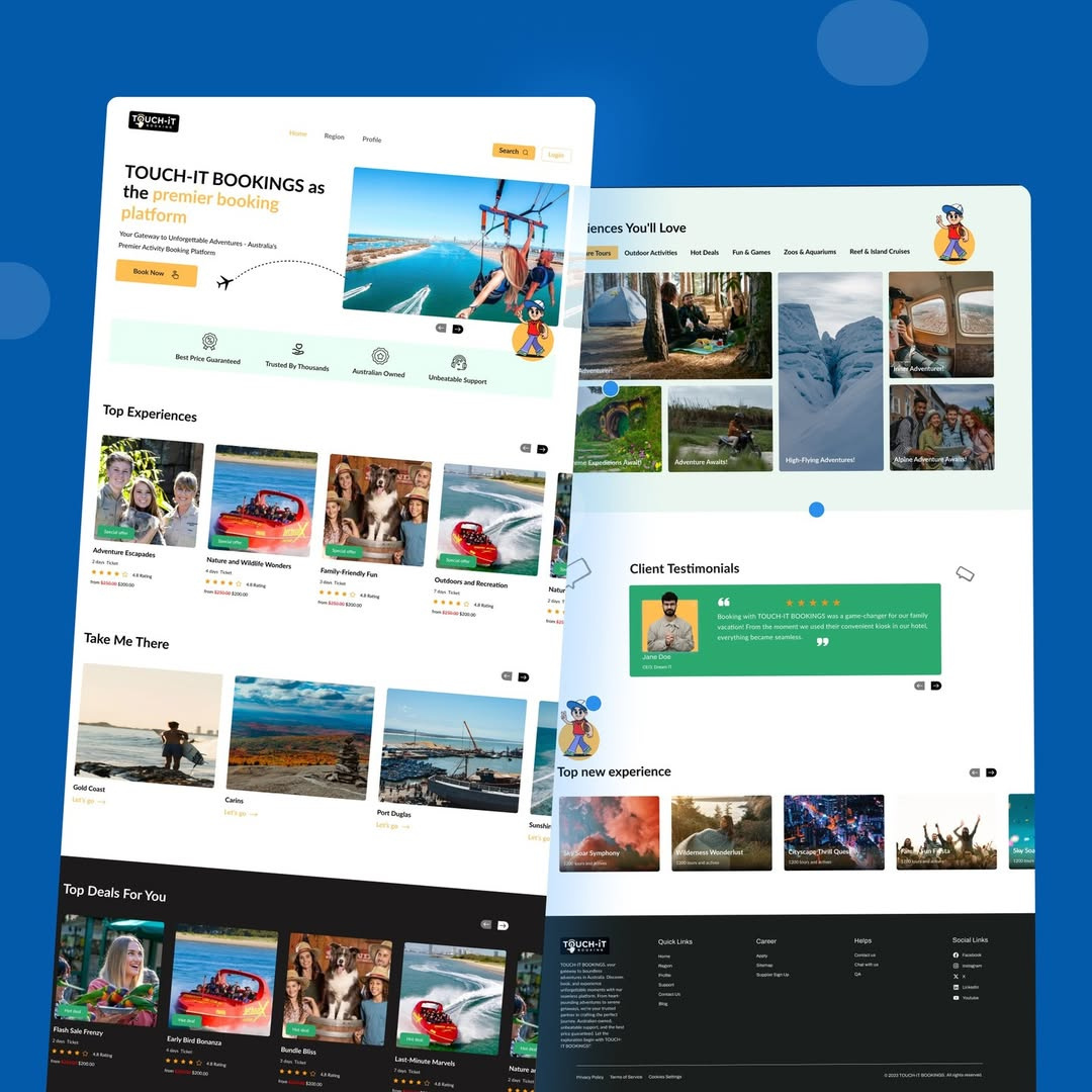 Touch-It Bookings – Travel Experience Platform UI graphic design ui website