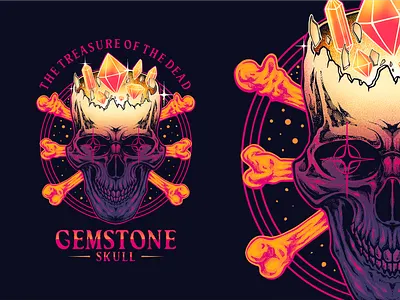 Gemstone skull designs darkart designs fantasyillustration illustration mysticart neonskull skull