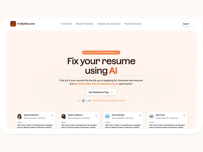 Fix My Resume landing page branding clean design landing logo minimal typography ui web