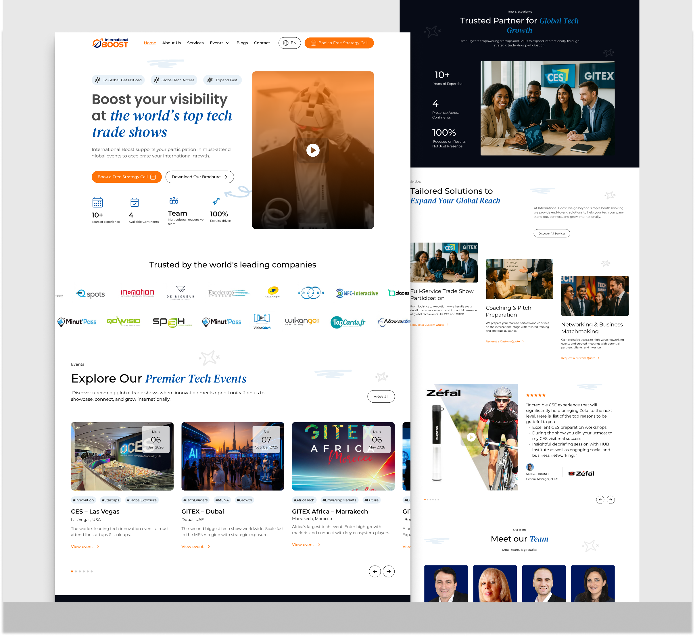 International Boost – Global Tech Trade Show Website modern design ui ux web design