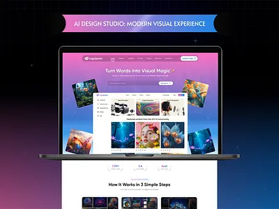 AI Design Studio: Sleek & Intuitive UI ai artificialintelligence branding design effect elegant gradient herosection homepage landingpage liquidglass modern trending userexperience webui