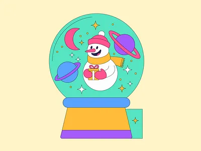 Christmas Snowman Illustration card celebration christmas festive globe greeting holiday illustration planet season snow snowman space star winter
