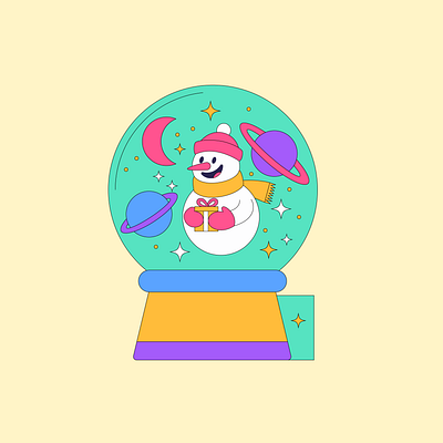 Christmas Snowman Illustration card celebration christmas festive globe greeting holiday illustration planet season snow snowman space star winter