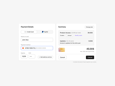 Payment Details Screen (UI, Web, App) app figma leftoverui ui webapp