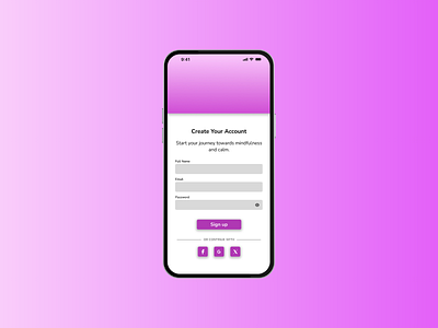 Daily UI #001 – Sign Up appdesign appui cleandesign dailyui figmadesign minimalui mobileui signupscreen uichallenge uidesign