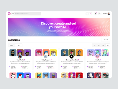 Nova | NFT Platform app collections crypto design doodles nft platform typography ui ux vector webapp