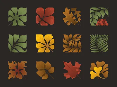 Autumn leaves set 2d flat design illustration illustrator
