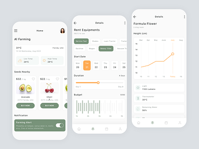 Plant Manager App Design app appdesign design farm farming figma manager plant plant manager ui ui design ui kit ux