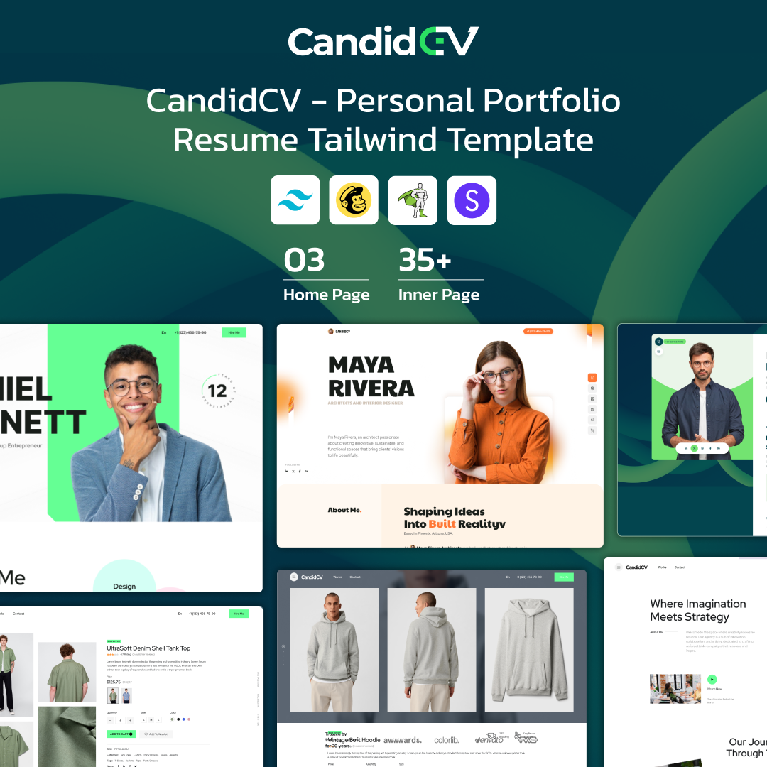 CandidCV - Personal Portfolio CV & Resume Tailwind Template branding creative design illustration logo product design template ui uiux website