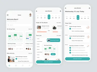 Focus & Productivity App Design app appdesign calendar chart design figma focus job productivity task todo ui ui design ui kit ux
