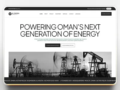 Oil Drilling Website Design clean company concept drilling energy energy website green tech landing page landing page design minimal ui ui ux design ux