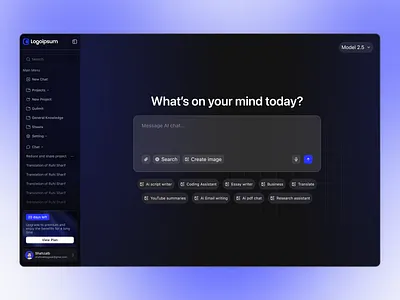 Case Study: AI Chat Dashboard – Dark Mode UI responsive web design