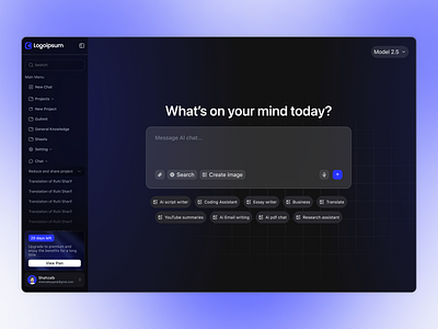Case Study: AI Chat Dashboard – Dark Mode UI responsive web design