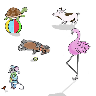 Animals in watercolour animals childrens illustration design digital art illustration