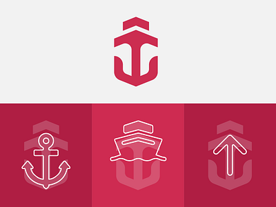 Ship Anchor Logo anchor arrow graphic design growth logo red ship white