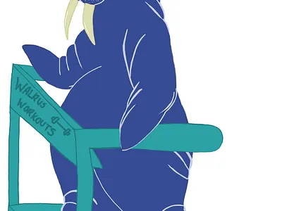 Wally the walrus working out animals childrens illustration digital art illustration