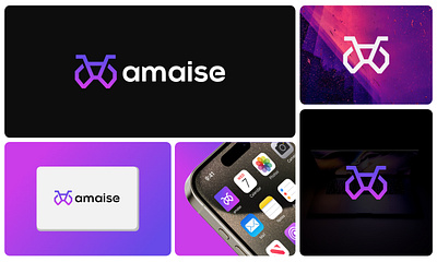 Modern Technology Logo "Amaise" branding design flat graphic design illustration logo logodesign monogram ui vector