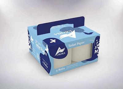 Aurora Toilet Paper Pack of 4 Packaging Design branding cardboard packaging design design graphic designer illustration label design mockup packaging design packaging designer structural design tissue ui