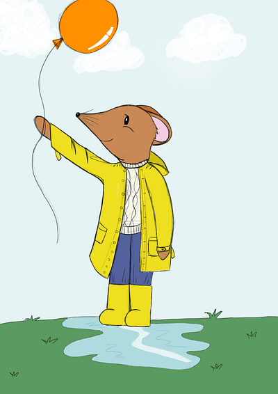 Small joys animals balloon childrens illustration design digital art illustration mouse rainyday