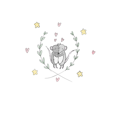 Lovely animals childrens illustration design digital art flowers illustration mouse