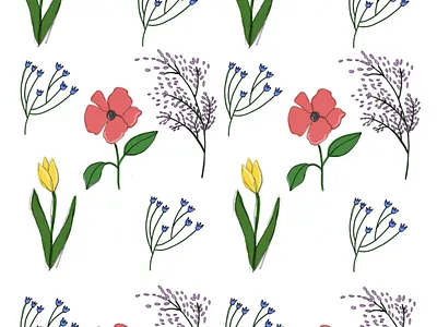 repeating pattern childrens illustration design digital art flowers illustration