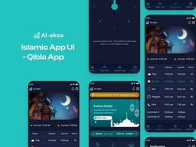 Islamic App Ui - Qibla App app design dua hadith hijri calendar islamic islamic app islamic app design islamic prayer muslim app prayer prayer app prayer times qibla finder quran app quran app design shalat tracker tasbeeh ui