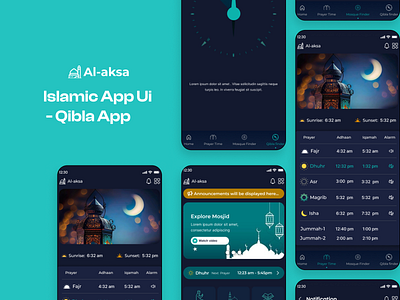 Islamic App Ui - Qibla App app design dua hadith hijri calendar islamic islamic app islamic app design islamic prayer muslim app prayer prayer app prayer times qibla finder quran app quran app design shalat tracker tasbeeh ui
