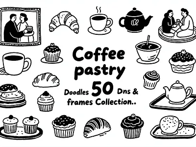 Coffee and pastry doodles app branding design graphic design illustration logo typography ui ux vector