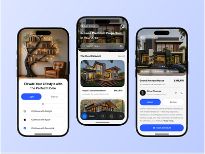 Modern Real Estate Mobile App UI Design agent apartment app broker building business buy design home house ios app minimal app ofspace property real estate real estate agent realstates residence room sell