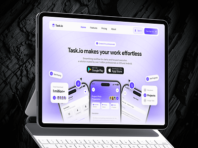 Task Management Platform | Landing Page | App | UX/UI asana cro design figma kanban management tool product design task management tools trello ui design uiux ux research web app