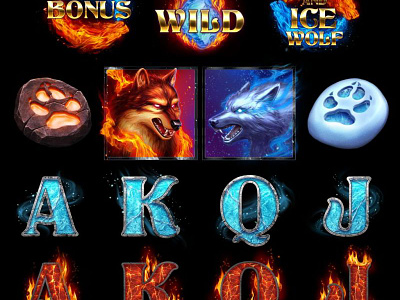 Set of symbols design for the Wolves themed slot game characters design gambling game art game characters game design graphic design slot characters slot design slot game art slot game characters slot game design slot game symbols slot symbols symbols art wolves slot wolves symbols
