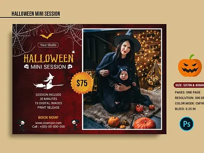 Halloween Mini Session Template halloween halloween marketing halloween mini halloween mini session halloween photo card halloween photo shot halloween template kids mini session marketing template mini session photo collage photographer template photography marketing photography template photoshop template