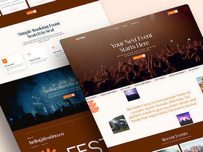 Festino – Online Event Ticket Booking Website concert website cta entertainment event website graphic design hero section home page design landing page ticket booking ui ui design web design website