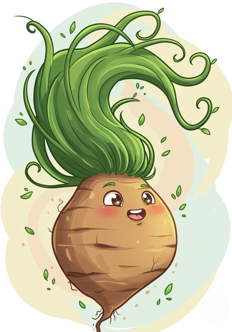 A cute cartoon yam character with a happy face 3d animation app branding card design font graphic design icon idea illustration logo motion graphics pattern plant sign typography ui ux vector