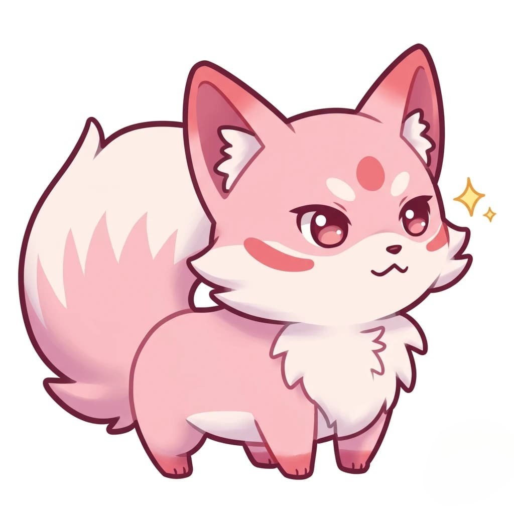 A cute light pink cartoony kitsune 3d animation app branding card design font graphic design icon idea illustration logo motion graphics pattern plant sign typography ui ux vector