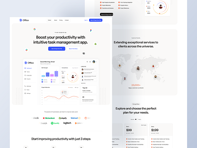 Project Management SaaS Landing Page UI b2b saas website design conversion focused saas website data visualization ui figma saas template hero section design modern dashboard ui pricing plans ui productivity platform ui project management saas project management web app responsive saas web design saas landing page ui task management dashboard design ux ui