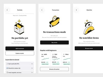 Investment empty state branding clean daily ui dailyui design flat illustration ui ui design web