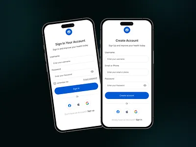 NutriSync — Smart Meal Planning Sign In/Up - UI carbs tracker clean ui cooking cuberto fitness dashboard health ios app login lost ibs meal meal plan app meal tracker app mobileapp recipe app register sign in sign up tasty ui usability user experience